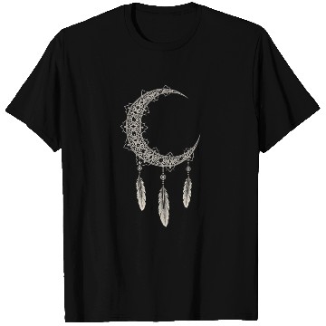 Discover Elegant Moon With Feathers T Shirts