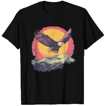 Discover Eagle Flying Over Mountains Retro Art T Shirts