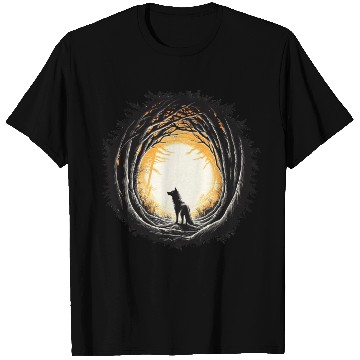 Discover Wolf In Forest Silhouette T Shirts