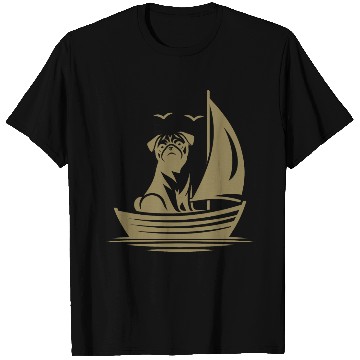 Discover Pug silhouette sailboat minimalist T Shirts