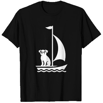 Discover Pug in Boat Silhouette Sailing Minimalist T Shirts