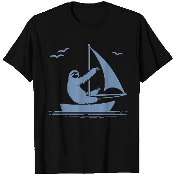 Discover Sloth Sailboat Sailing Minimalist Silhouette T Shirts