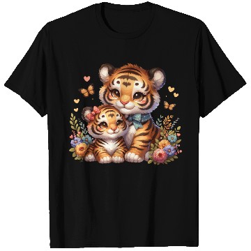 Discover Adorable Tiger Cubs Surrounded by Butterflies and T Shirts