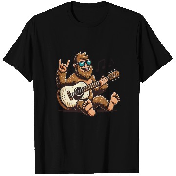 Discover Funny Bigfoot Sasquatch Singing Guitar Playing T Shirts