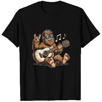 Discover Funny Bigfoot Sasquatch Singing Guitar Playing T Shirts