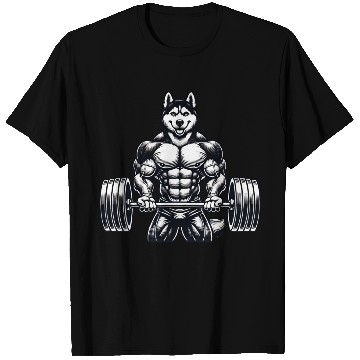 Discover Cool Husky Fitness Bodybuilder Workout Cartoon T Shirts