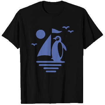 Discover Penguin Sailboat Silhouette Minimalist T Shirts
