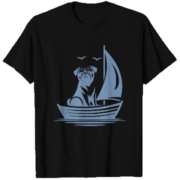 Discover Pug silhouette sailboat minimalist T Shirts