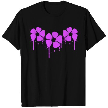 Discover Flowers Pink Graffiti Drop Spray Spring Summer Fun T Shirts