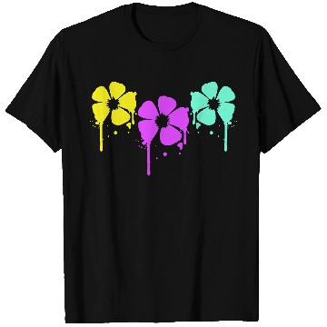 Discover Flowers Colorful Graffiti Drop Spray Spring Summer T Shirts