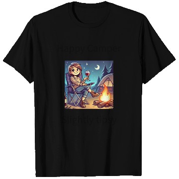 Discover Happy camper slightly tipsy design T Shirts