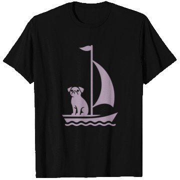 Discover Pug in Boat Silhouette Sailing Minimalist T Shirts
