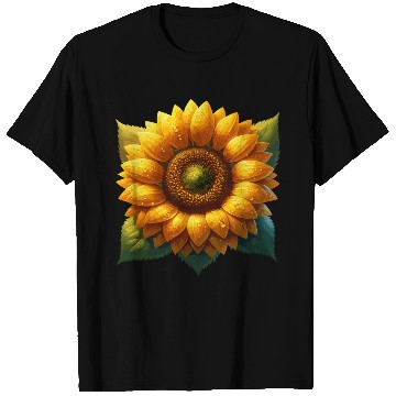 Discover Vibrant Sunflower With Dew Drops T Shirts