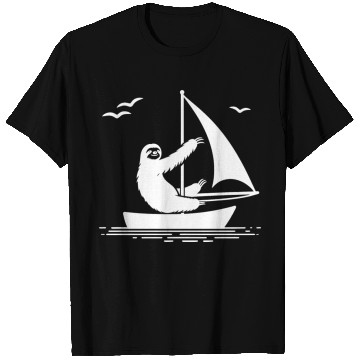 Discover Sloth Sailboat Sailing Minimalist Silhouette T Shirts