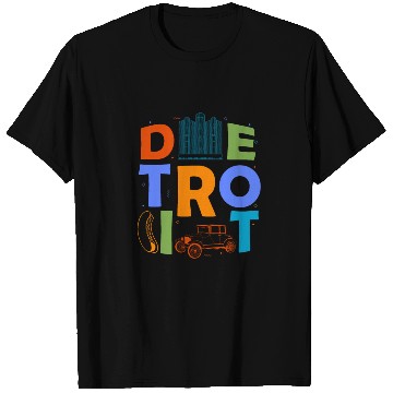Discover Detroit Souvenir Men Michigan Skyline City Detroit T Shirts