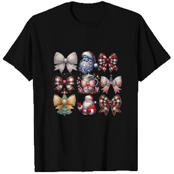 Discover Coquette Bow Santa Christmas Tree Cake Candy T Shirts