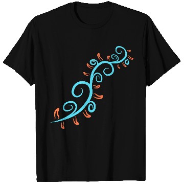 Discover Vine Plant Blue Orange Leaves Decorative Pattern T Shirts