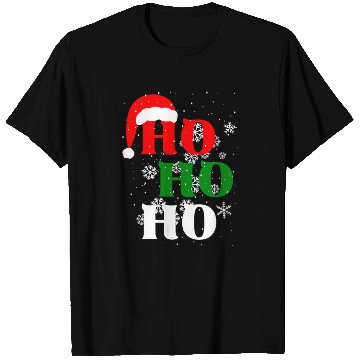 Discover Christmas Ho Ho Ho Snow Flakes with Santa Hat T Shirts