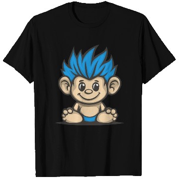 Discover Blue Haired Cute Chibi Monkey T Shirts