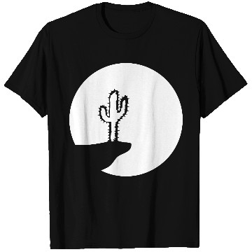 Discover Cactus Moon Evening Mountain Cliff Night Round Sun T Shirts