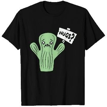 Discover Funny Cactus Sad Face Hugs Sign Lonely Cry Comic T Shirts
