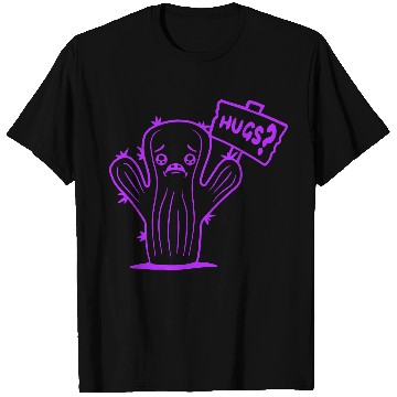 Discover Funny Cactus Sad Face Hugs Sign Lonely Cry Comic T Shirts