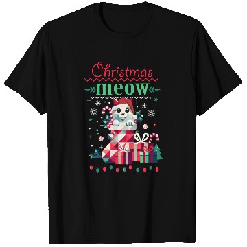 Discover Playful cat in a stocking - Ugly Christmas Style T Shirts