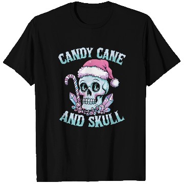 Discover Candy Cane And Skull Pastel Goth Christmas Skull T Shirts
