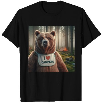 Discover I love campers Grizzly bear with bib T Shirts