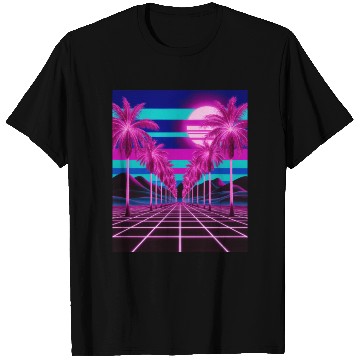 Discover Neon Dreamscape: Retro-Futuristic Synthwave Sunset T Shirts