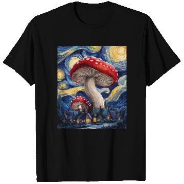 Discover Starry Night Mushroom Surreal Dreamscape nature T Shirts