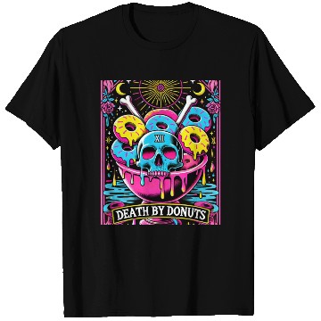 Discover Death by Donuts Tarot Card skull gothic bowl funny T Shirts