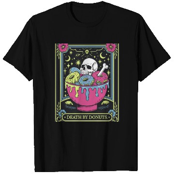Discover Death by Donuts Tarot Card skull gothic bowl funny T Shirts