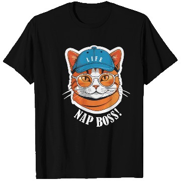 Discover Cat Nap Boss with Cap and Sunglasses T Shirts