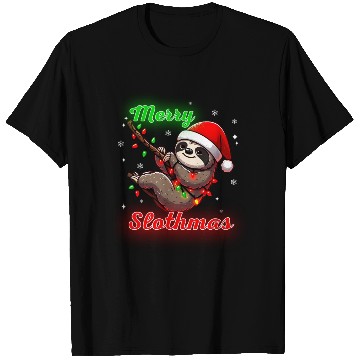 Discover Merry Slothmas Sloth In Santa Hat Christmas T Shirts