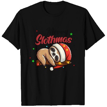 Discover Merry Slothmas Sloth In Santa Hat Christmas T Shirts