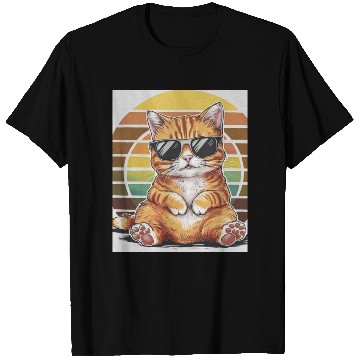 Discover Cool Orange Tabby Cat Sunglasses and Retro Sunset T Shirts