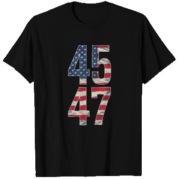 Discover 45 and 47 American Flag Reflection Trump 2024 T Shirts