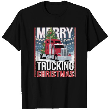 Discover Merry Trucking Christmas Festive Semi-Truck Card T Shirts