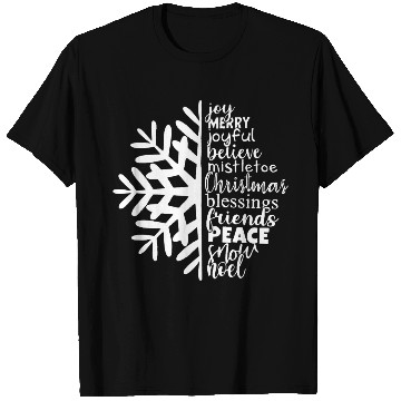Discover Christmas Snowflake with Joyful Words T Shirts