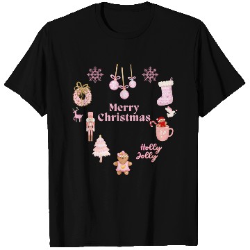 Discover Merry Chrismtas Cute Pink Snowflake T Shirts