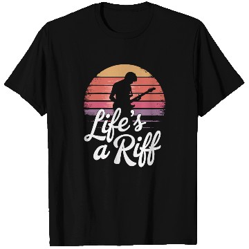 Discover Guitar Player Life's a Riff Sunset Vibes T Shirts