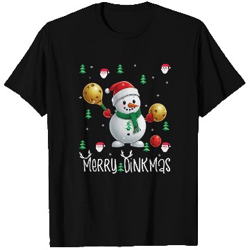 Discover Merry Dinkmas with Christmas Pickleball Snowman T Shirts