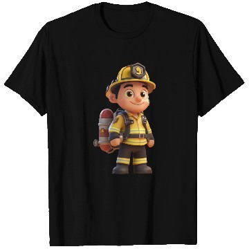 Discover Friendly Firefighter Cartoon Character T Shirts