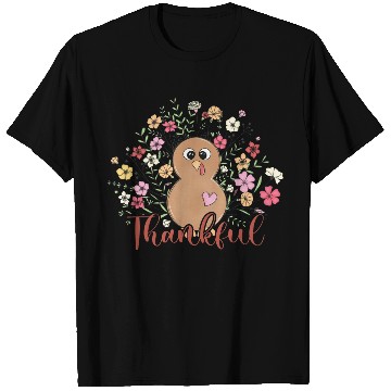 Discover Thankful Floral Turkey Natural Cute Thanksgiving T Shirts