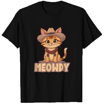 Discover Cowboy Cat "Meowdy" Western yellow wild west cat T Shirts