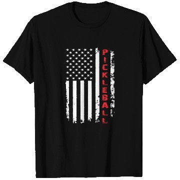 Discover Pickleball US Flag in White and Red T Shirts
