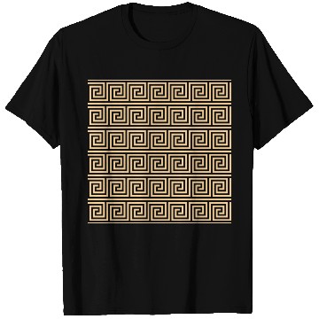 Discover Greek Meander Key Squares Pattern Brown T Shirts