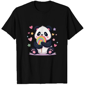 Discover Chubby Panda with Rainbow Lollipop T Shirts