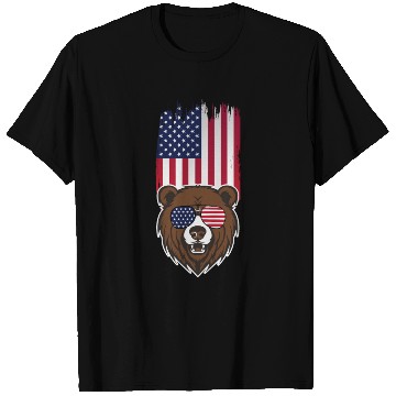 Discover Bear American flag T Shirts